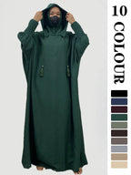 Women's Solid   Hooded   Dress, Casual Long Sleeve Dress for Fall & Winter, Women's Islamic Clothing for Daily Wear, Modesty Muslim Clothing