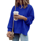 Womens Oversized Tunic Sweaters Fall Slouchy Long Sleeve Ribbed Knit Side Slit Pullover Jumper