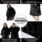 Oversized Hoodie Blanket Men Women, Ultra Soft Sherpa Fleece Warm Cosy Wearable Throw Sweatshirt Snuggle Oodies for Adults Teens with Big Pocket