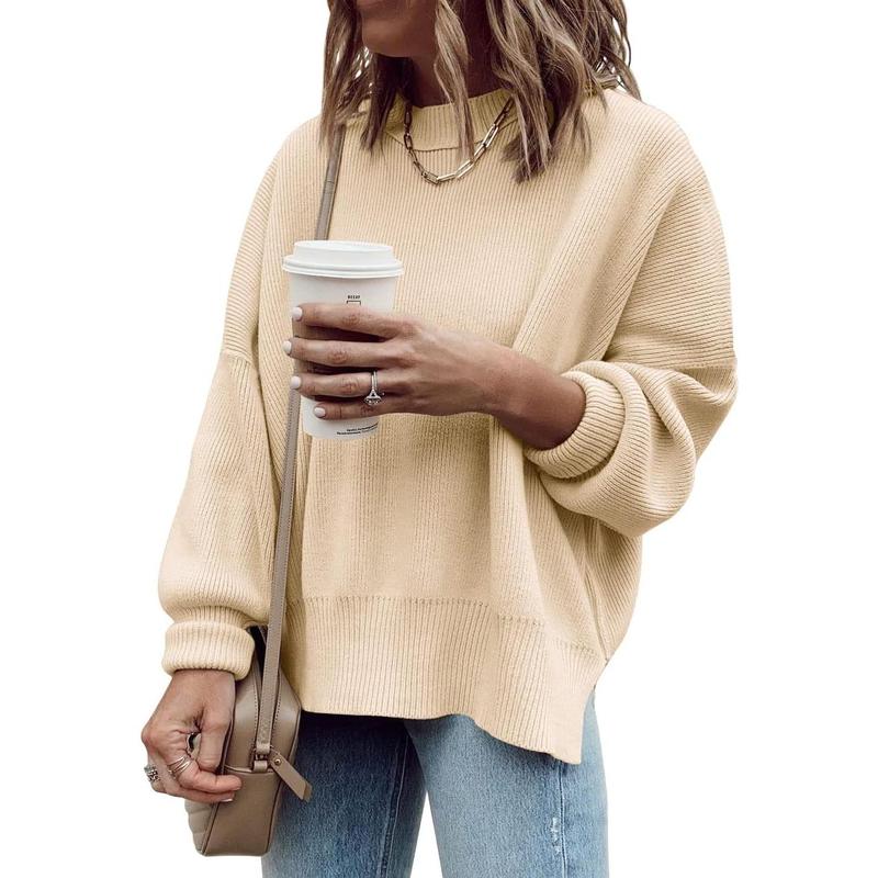 Womens Oversized Tunic Sweaters Fall Slouchy Long Sleeve Ribbed Knit Side Slit Pullover Jumper