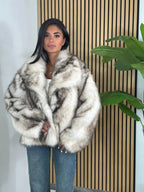 Women's Solid Color Faux Fur Fuzzy Jacket, Casual Long Sleeve Collared Fuzzy Coat for Fall & Winter, Women's Clothing for Daily Wear, Cute Tops