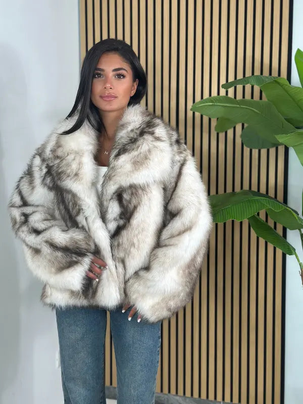 Women's Solid Color Faux Fur Fuzzy Jacket, Casual Long Sleeve Collared Fuzzy Coat for Fall & Winter, Women's Clothing for Daily Wear, Cute Tops