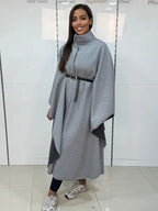 Long coat with a belted cape