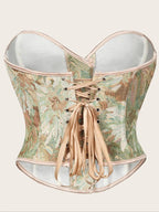 Women's Floral Print Shapewear Tops, Fashionable Lace Up Closure Corset, Tummy Control Shaper for Women, Adjustable Body Shaper