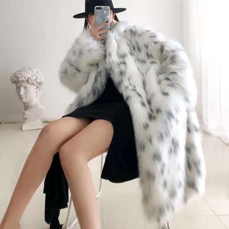 New Custom Women's Imitation Fox Fur Coat Thick Loose Lapel Top