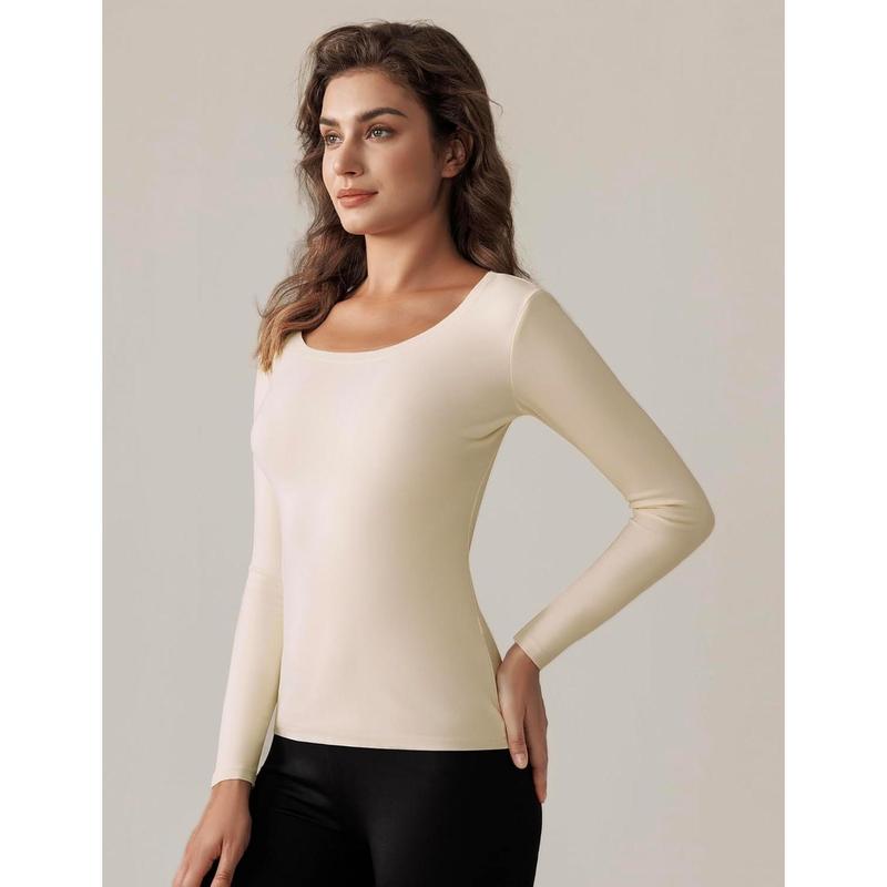 Women Long Sleeve Thermal Shirt Fleece Lined Undershirt Ultra Soft Base Layer Tops for Women Cold Weather