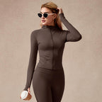 Women's Full Zip Long Sleeved Sports Jacket Slim Fit Quick Dry Stretch Fabric with Thumb Holes for Running Yoga Gym Workout Outfits Activewear