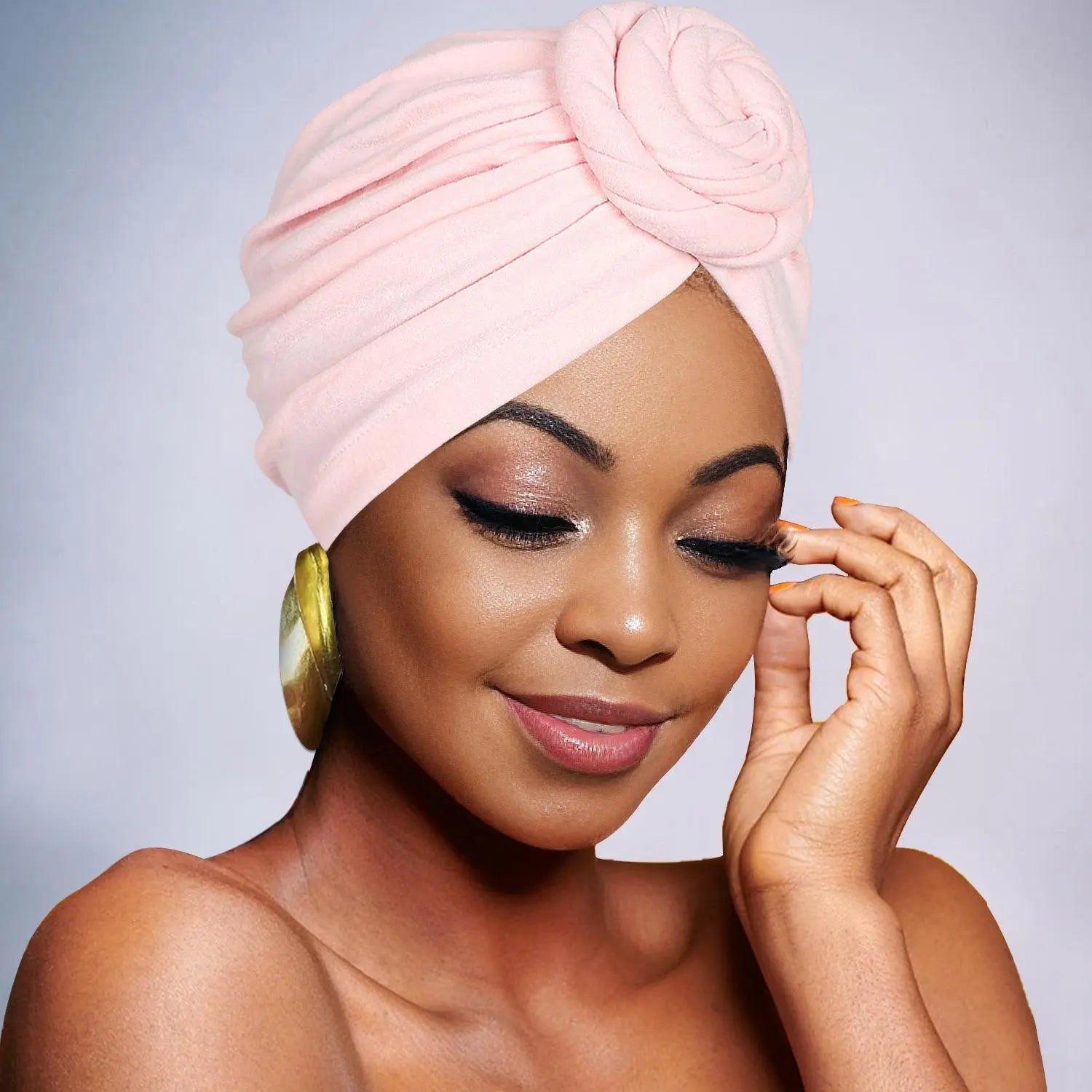 Women's Elegant Solid Color Flower Decor Turban Hat, Casual Trendy Head Wrap, Fashionable Clothes Accessories for Daily Use