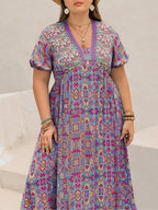 Plus Size Short-Sleeve Floral Print Dress