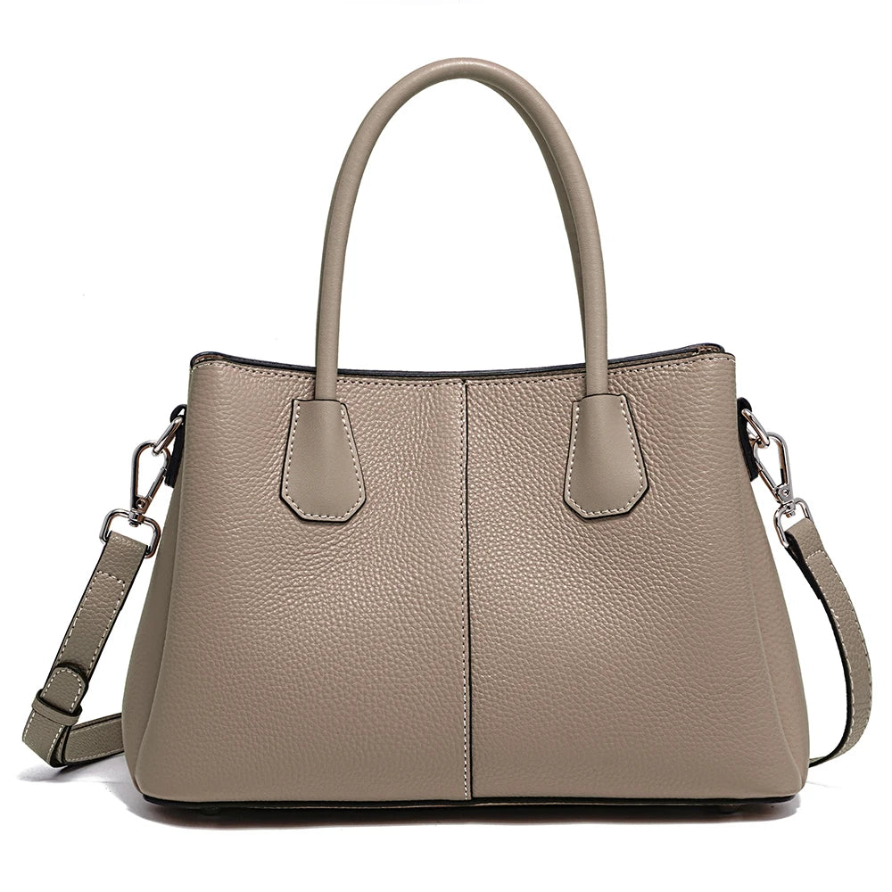 Women’s White Leather Top Handle Bag