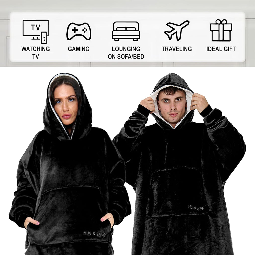 Oversized Hoodie Blanket Men Women, Ultra Soft Sherpa Fleece Warm Cosy Wearable Throw Sweatshirt Snuggle Oodies for Adults Teens with Big Pocket