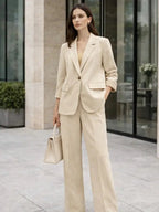Suede Suit — Featuring a fluid, modern silhouette.