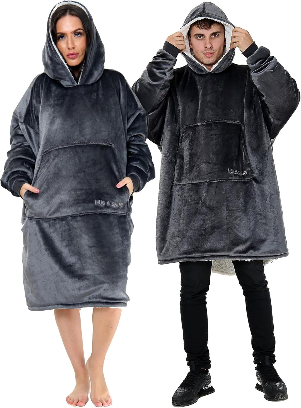 Oversized Hoodie Blanket Men Women, Ultra Soft Sherpa Fleece Warm Cosy Wearable Throw Sweatshirt Snuggle Oodies for Adults Teens with Big Pocket