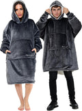 Oversized Hoodie Blanket Men Women, Ultra Soft Sherpa Fleece Warm Cosy Wearable Throw Sweatshirt Snuggle Oodies for Adults Teens with Big Pocket