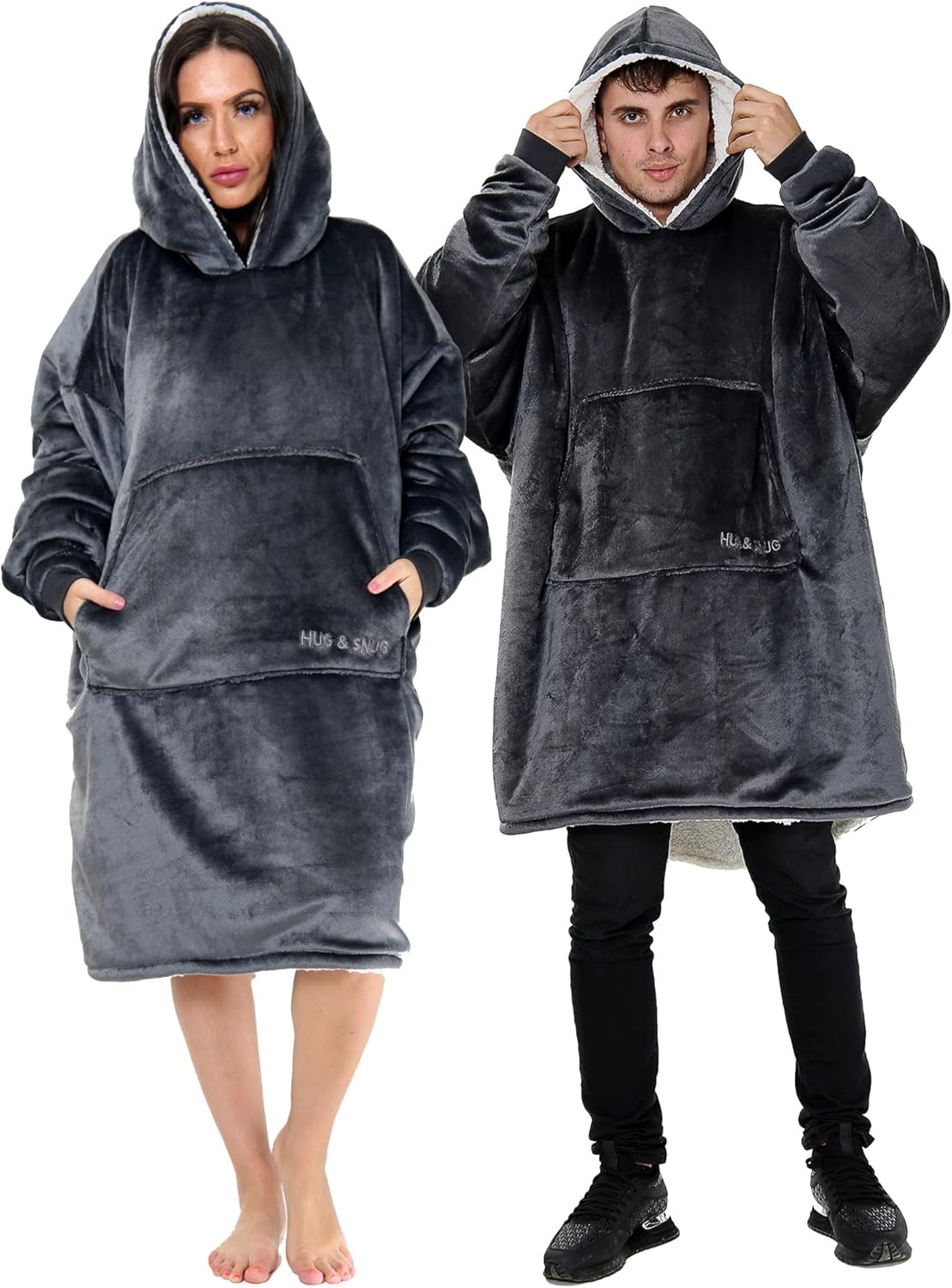 Oversized Hoodie Blanket Men Women, Ultra Soft Sherpa Fleece Warm Cosy Wearable Throw Sweatshirt Snuggle Oodies for Adults Teens with Big Pocket