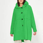 Women's autumn/winter hooded button-up coat, stylish and versatile, suitable for various occasions.