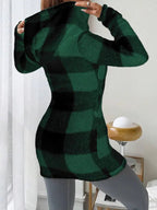 Women's  Plaid & Fluffy Trim Zip Front Hoodie Jacket, Ladies Casual In Fall/Winter