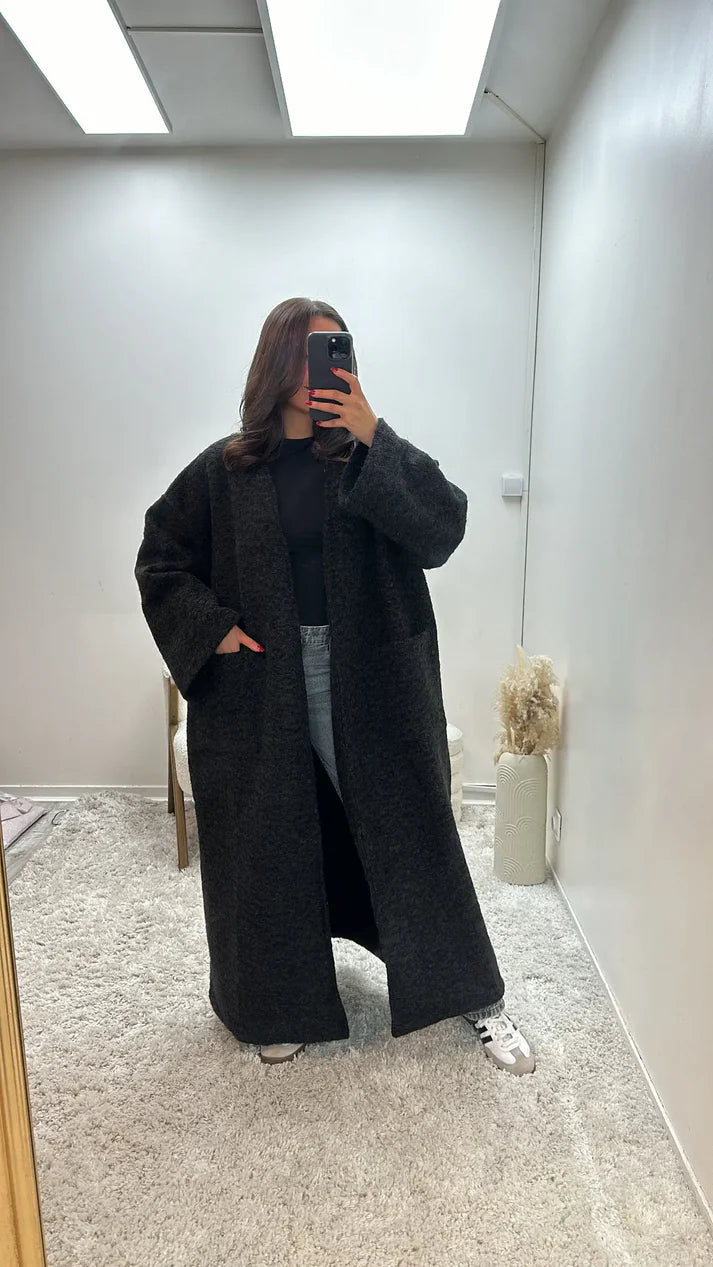 Oversized Coat Straight Fit with Two Pockets for Women