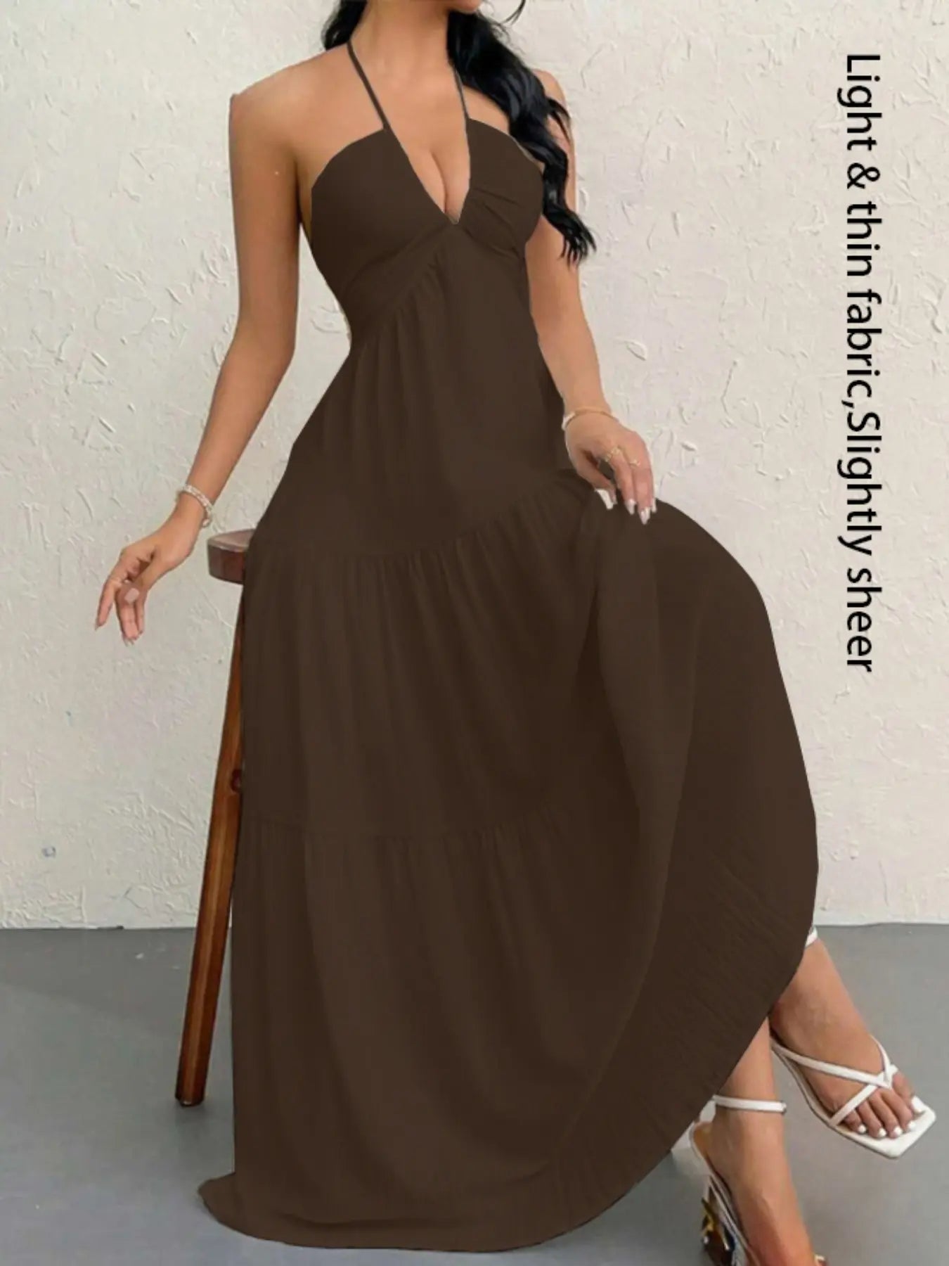 Women's Plain Dress, Summer Clothes Women, Casual Sleeveless Backless Dress for Beach Holiday Vacation, Ladies Summer Clothes