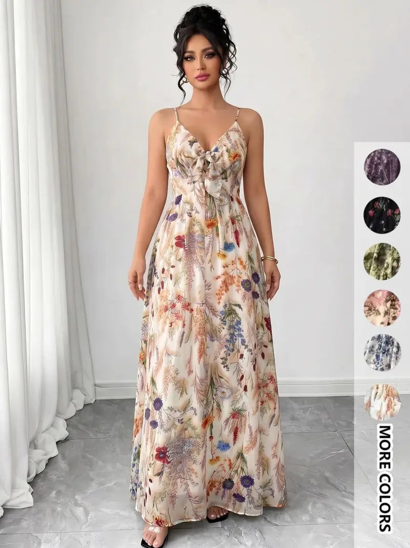 Women's floral print camisole dress, casual boho A-line dress for beach and vacation, women's summer dress