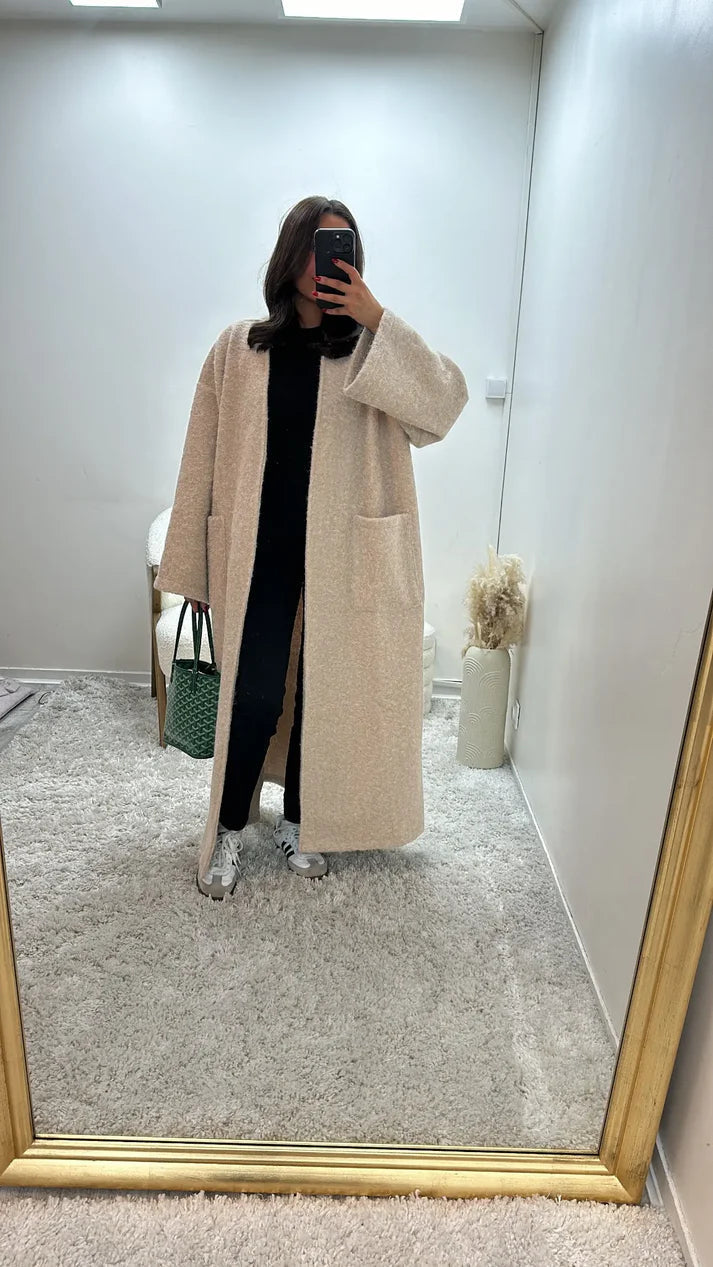 Oversized Coat Straight Fit with Two Pockets for Women