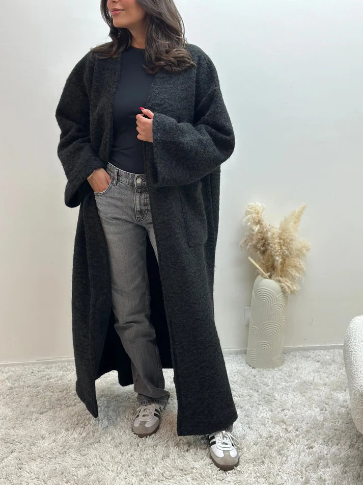 Oversized Coat Straight Fit with Two Pockets for Women