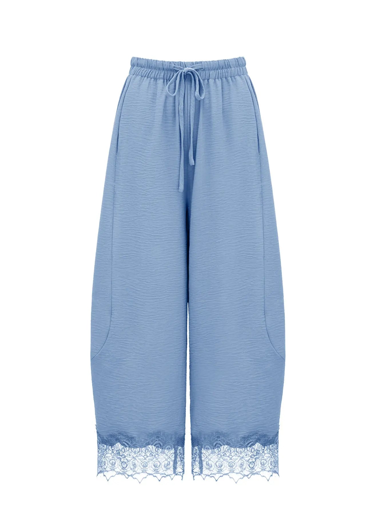 Women's Casual Pocket Elastic Waist Long Pants