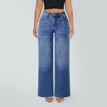 Magic SHAPUM Mid Low Waist BBL Jeans for Women Wide Leg Loose Fit Comfortable Stretchy Denim Pants BLACK B Stretch Denim Tights leg baggy jean