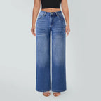 Magic SHAPUM Mid Low Waist BBL Jeans for Women Wide Leg Loose Fit Comfortable Stretchy Denim Pants BLACK B Stretch Denim Tights leg baggy jean