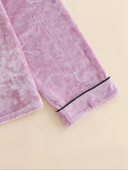 Women's Elegant Winter Pajama Set, Fitted Long Sleeve Button-Up Top & Warm Pants, Comfortable Home Wear for Cold Weather
