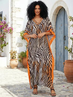 Women's Casual Kaftan Long Dress Oversized Chic Bohemian House Robe Beachwear Vacation Bathing Suit Cover Up Lounge Wear Boho Summer Holiday