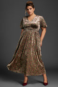 Curveins Plus Size Velvet Plain Maxi Dress