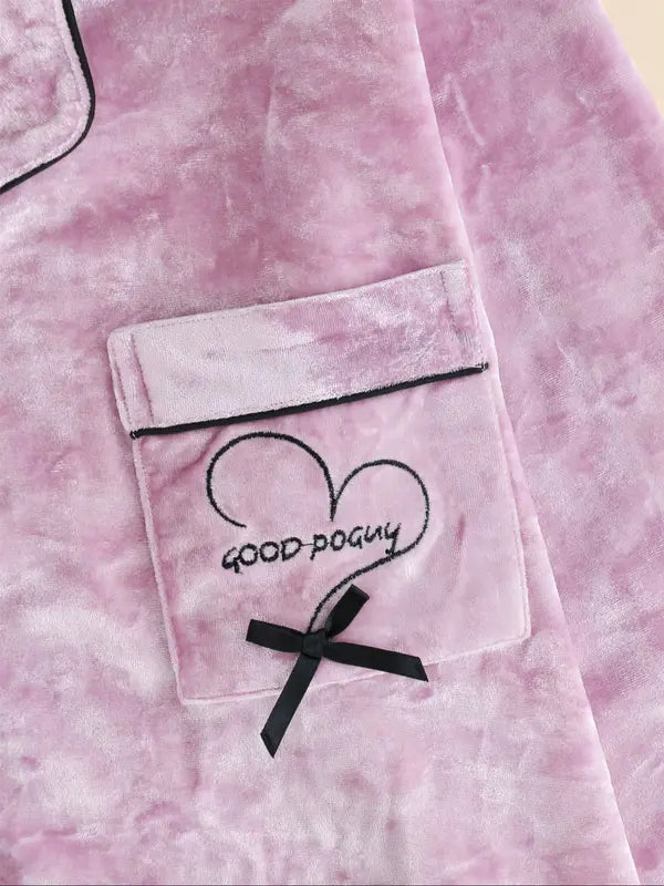 Women's Elegant Winter Pajama Set, Fitted Long Sleeve Button-Up Top & Warm Pants, Comfortable Home Wear for Cold Weather