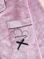 Women's Elegant Winter Pajama Set, Fitted Long Sleeve Button-Up Top & Warm Pants, Comfortable Home Wear for Cold Weather