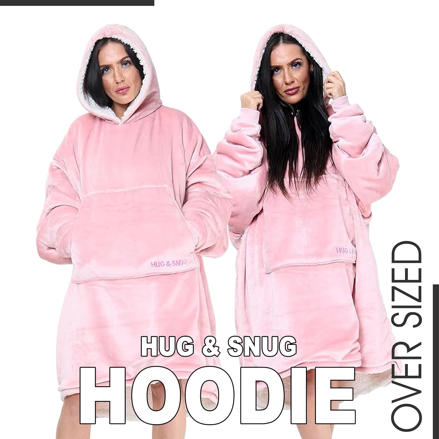 Oversized Hoodie Blanket Men Women, Ultra Soft Sherpa Fleece Warm Cosy Wearable Throw Sweatshirt Snuggle Oodies for Adults Teens with Big Pocket