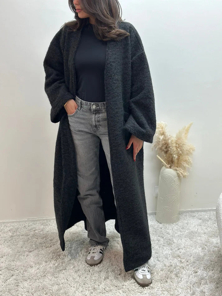 Oversized Coat Straight Fit with Two Pockets for Women