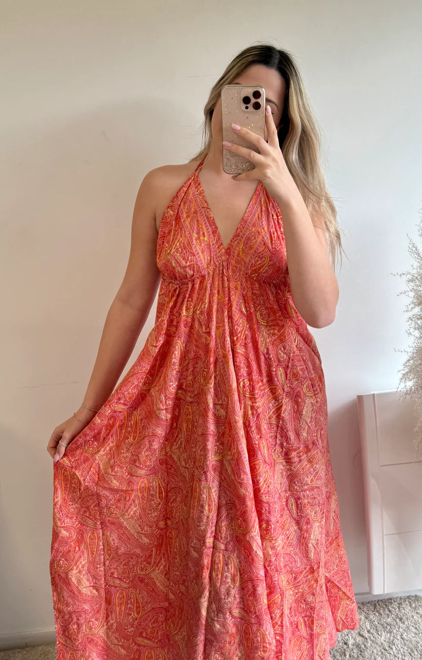 Women's Bohemian Chic Maxi Dress-red