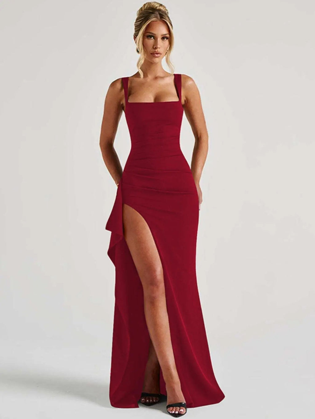 Women's Plain Split Thigh Backless Dress, Elegant Sexy Sleeveless Dress for Party Club Dating Wear, Ladies Clothes for All Seasons, Floor Length Slip Dress