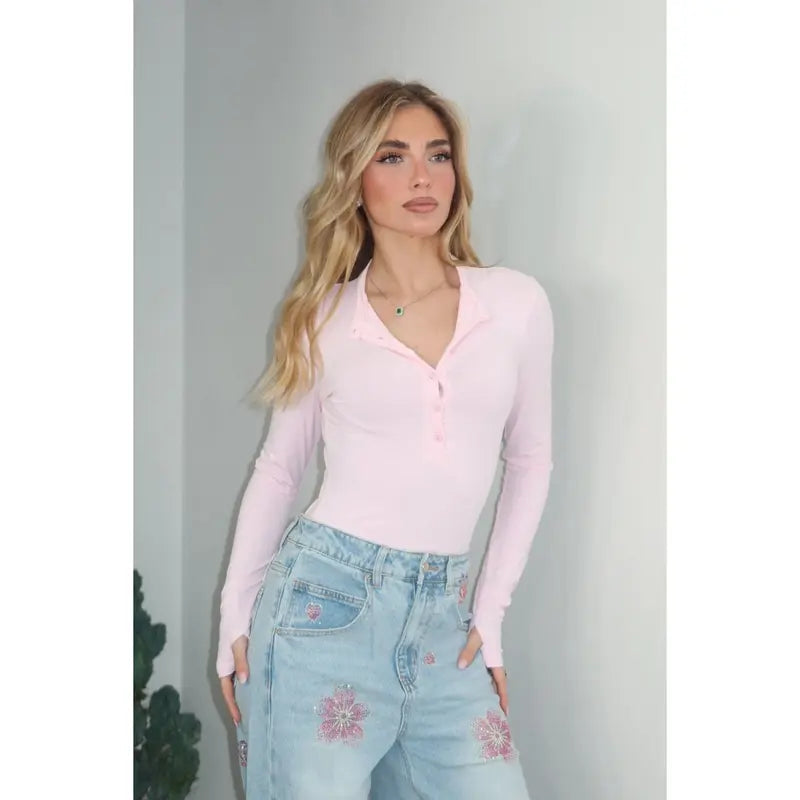 Button-up fitted T-shirt
