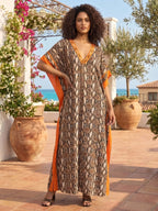 Women's Casual Kaftan Long Dress Oversized Chic Bohemian House Robe Beachwear Vacation Bathing Suit Cover Up Lounge Wear Boho Summer Holiday