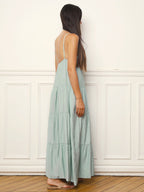 Robe longue à bijou et grands volants
