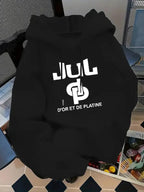 Women's Letter Print Hoodie, Casual Long Sleeve Hooded Sweatshirt for Fall & Winter, Women's Clothes for Daily Wear
