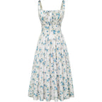 Women's Strappy Sleeveless Milkmaid Corset Flowy Midi Sundress