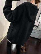 Women's Cartoon Face Print Drop Shoulder Hooded Sweater, Fashion Casual Long Sleeve Drawstring Hooded Sweater for Daily Holiday Outdoor Wear, Women Knitwear for Fall & Winter, Sweaters for Women