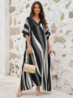 Women's Leopard Print Kaftan Robe – Loose-Fitting Beach Print Dress