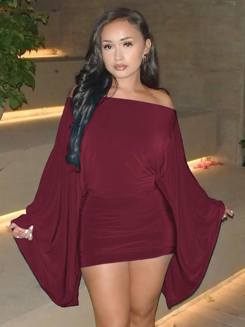 Women Spring Autumn Long Sleeve Party Club Evening Bodycon Mini Dress Womenswear