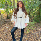 Belted Cape With Belt, High Neck with Button Fits Up To A Size30Autumn/Winter