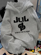 Women's Letter Print Hoodie, Casual Long Sleeve Hooded Sweatshirt for Fall & Winter, Women's Clothes for Daily Wear