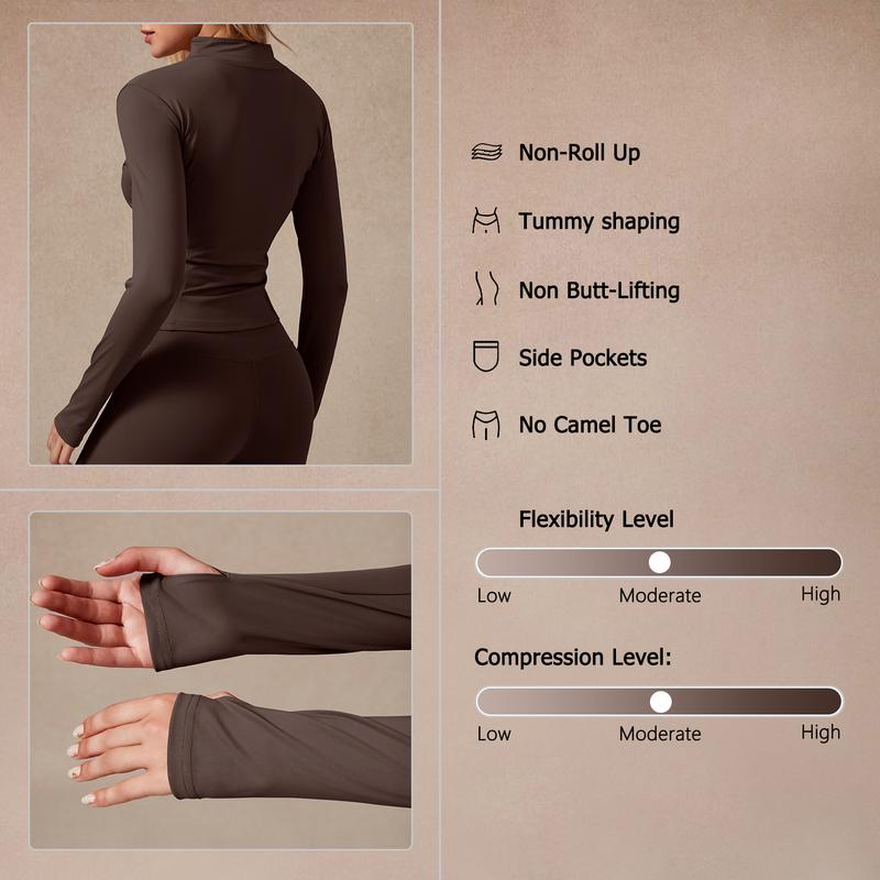 Women's Full Zip Long Sleeved Sports Jacket Slim Fit Quick Dry Stretch Fabric with Thumb Holes for Running Yoga Gym Workout Outfits Activewear