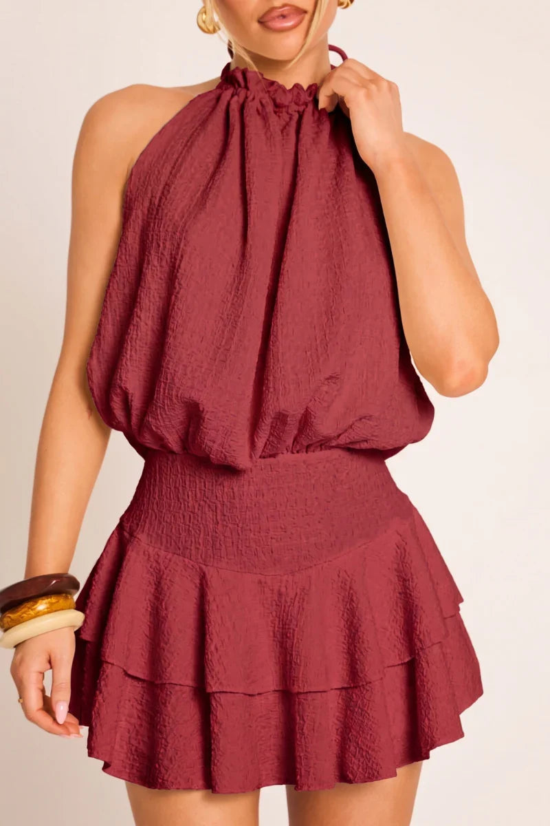 Black Textured Flippy Playsuit - Bernice
